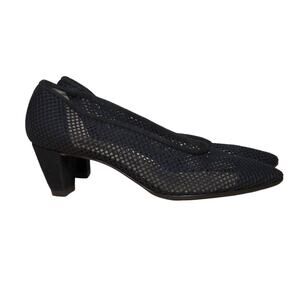 Walter Steiger Womens Classic Pump Heel Black Mesh Mid Almond Toe 7 B